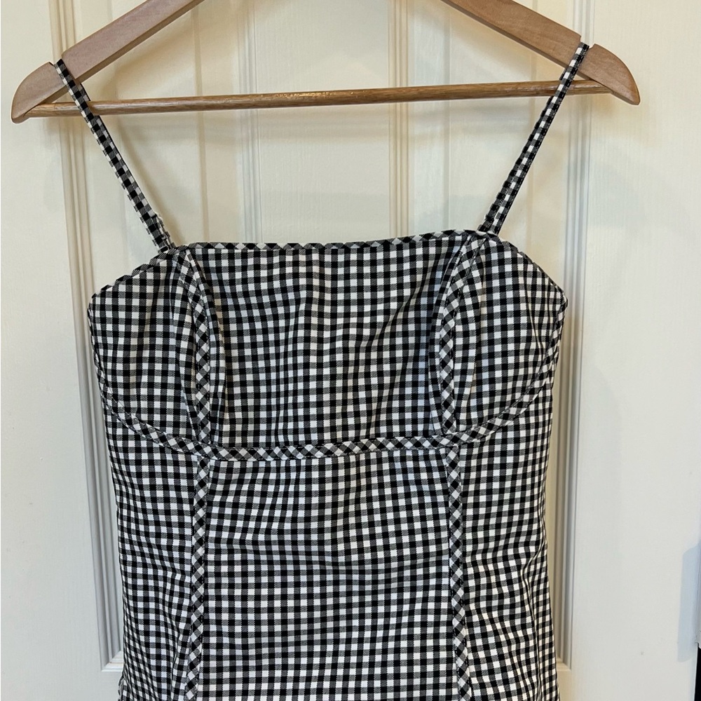 White House Black Market Gingham Bustier Corset Top With Detachable Straps